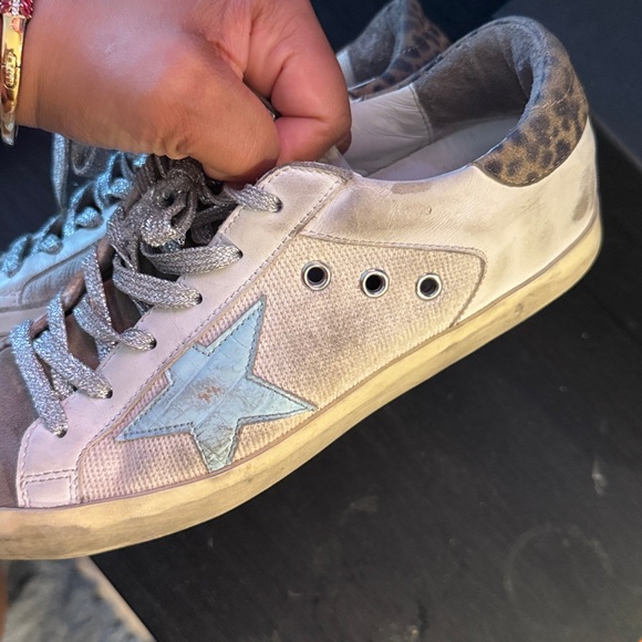Used Golden Goose Star-Embellished Sneakers with Animal Print - Picture 4 of 5